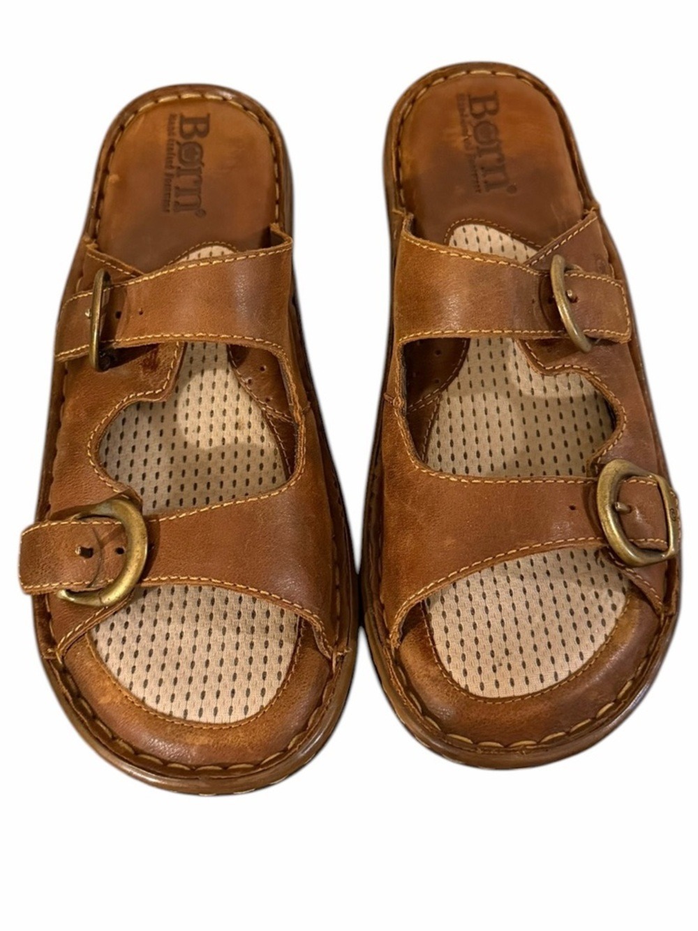 Born Miguel Leather Sandals Slides Adjustable Buckles Breathable Footbeds Size 8